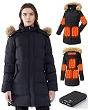 Women's Heated Jacket with 12V 18400mAh Battery Pack, Rechargeable Electric Heating Jacket for Winter Outdoor Work and Extreme Cold-M