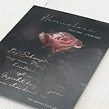 sendmoments Danksagung Trauer, Stille Rose, Danksagungskarten Trauer 5er Klappkarten-Set C6, Trauerdankkarten personalisiert mit Bild & Text, Trauerdanksagungen optional mit Veredelung & Umschlägen