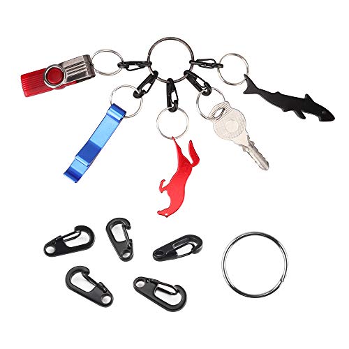 Swatom Mini Sf Alloy Carabiner Clip Tiny Spring Snap Hook Carabiners For Backpack Camping Bottle Using Keychains Accessories(5P Black Keyring) #TOP2