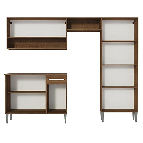 Armário de Cozinha Compacta Madesa Emilly Pop com Balcão - Rustic/preto