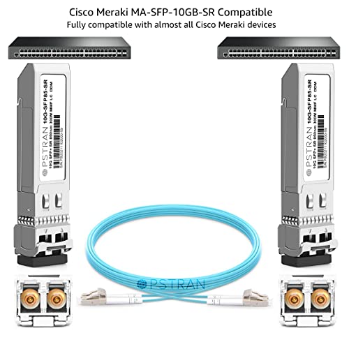 Image of 10GBASE-SR SFP+ Optical Transceiver Module Compatible for Cisco Meraki MA-SFP-10GB-SR 10Gbps 850nm 300m DDM Duplex LC MMF 10 Pack