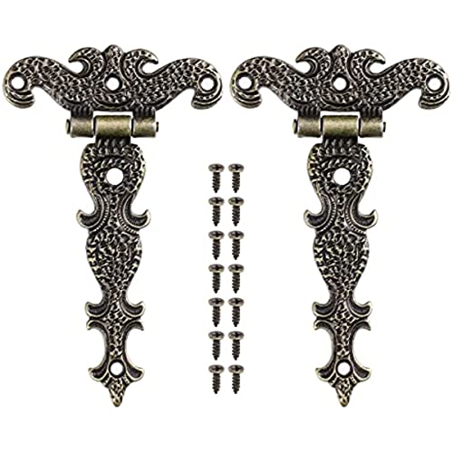 EdirFtra Dos bisagras de Bronce Retro decoran bisagras de Puerta de aleación de Zinc t con bisagras de Puerta Retro imitación de bisagras de Puerta Antiguas adecuadas para armarios de Puerta 11 * 7cm