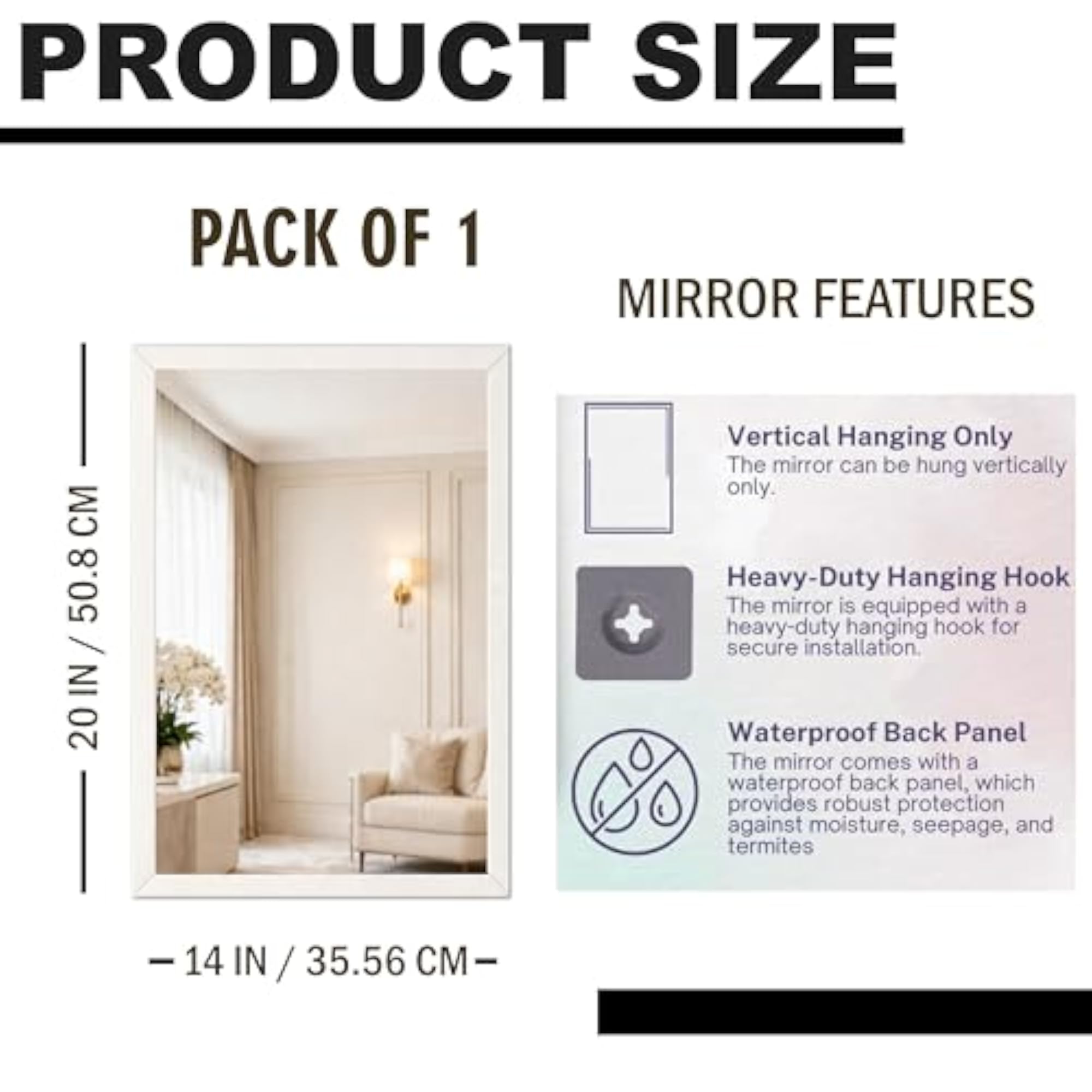 Premium Framed Glass Wall Mount Mirror for Elegant Decor