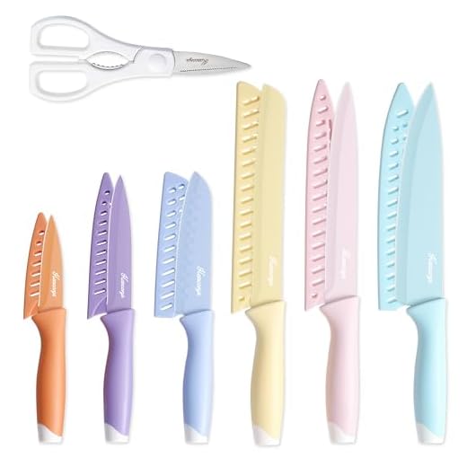 Hancorys Knife Set, 13 PCS Kitchen Knives Set with Nonstick Ceramic Anti-Rust Coating, Stainless Steel Chef Knife Sets with 6 Blade Guards, Dishwasher Safe, House Warming Gifts New Home