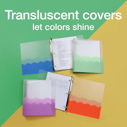 Oxford Flexible Binders, 4 Pack, Assorted Colors, 1 Inch 3 Ring Binder, Holds 225 Sheets, Wave Design with 4 Interior Pockets, Flexible Cover for School, Home, and Office by Oxford - Used condition - Image 5