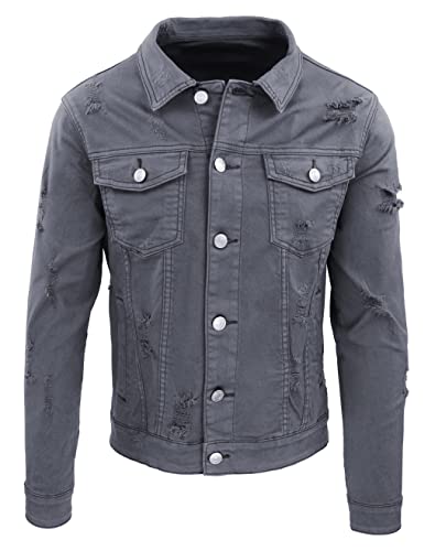 Veste en jean pour homme coupe ajustée confortable grise Evoga