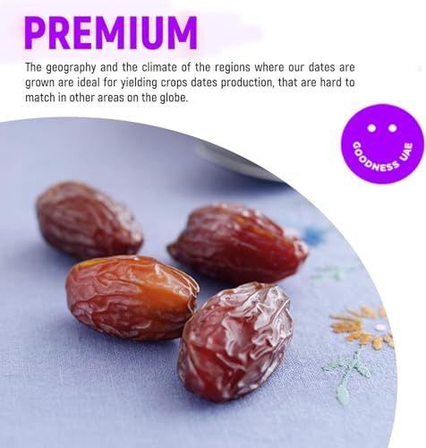تمر مدجول فاخر 500 جرام - تمور حلوة طبيعية بحجم كبير من الامارات العربية المتحدة - وجبة خفيفة صحية، غنية بالالياف والطاقة - عبوة تمر طازج من جودنيس براند