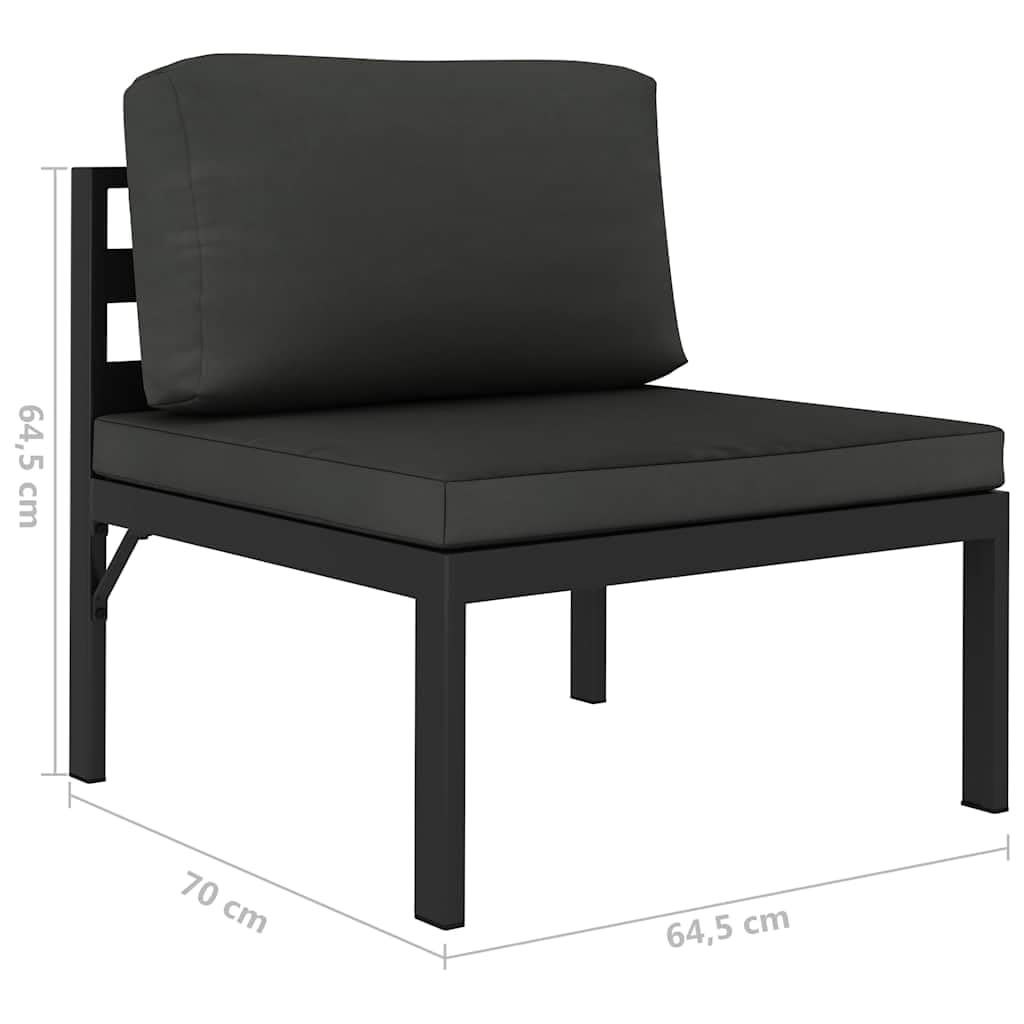 Set salotto da giardino 3 pezzi con cuscini in alluminio antracite - set divano modulare con cuscino imbottito per terrazza e giardino, mobili da esterno resistenti alle intemperie