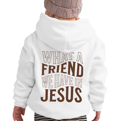 Image of Girls Letter Print Crew Neck Hoodie Warm Casual Wear Winter Outdoor Activities 2-13 Years Soft Fleece Lining Comfortable, White, 5-6 Years