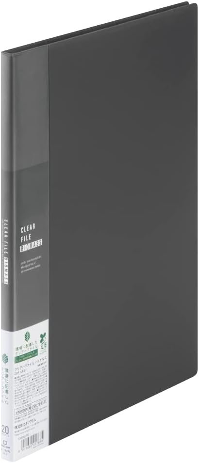 King Jim Clear File Biomass A4 Vertical Black 20 Pockets 136BM Black