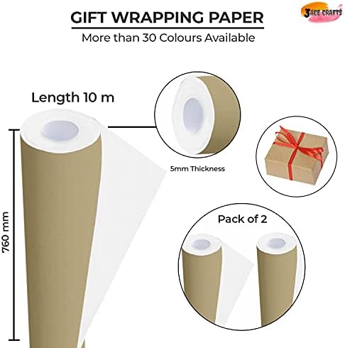 2 Rolls of Packing/Display Poster Paper Roll 3Ace Crafts  10 m x 76 cm Ideal for Wrapping Wrap Birthday Gifts Drawing Table Runner Covering Parcel Backing School Board  Hessian Colour
