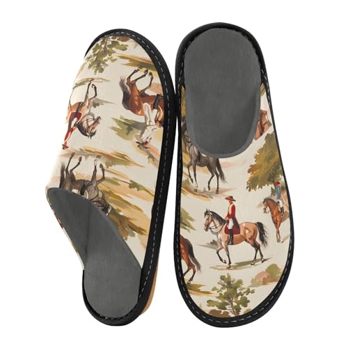 Pantoufles pour femmes et hommes chevaux, chaussons intérieurs extérieurs chauds, 34-35