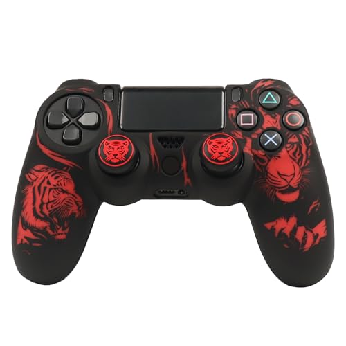 Image of RALAN Tiger HeadDesign Controller Skin Cover with 2 Thumb Grips Compatible with PS4 /Playstation 4 Slim /Pro Controller