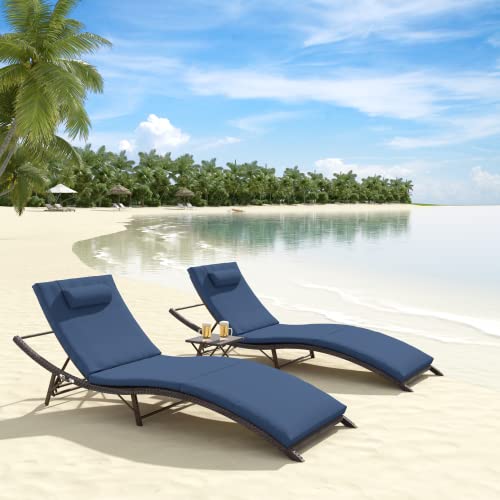 ALAULM-Pool-Lounge-Chairs-Outdoor-Adjustable-Chaise-Lounge-Chairs-wSponge-Cushion2-Foldable-Portable-Chairs-and-1-Table-for-Poolside-Patio-Courtyard-SeasideDark-Blue ALAULM Pool Lounge Chairs Outdoor Adjustable Chaise Lounge Chairs wSponge Cushion2 Foldable Portable Chairs and 1 Table for Poolside Patio Courtyard SeasideDark Blue