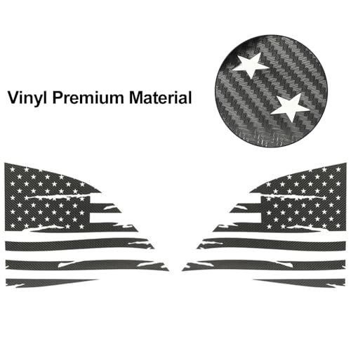 Image of American Flag Decal Car Rear Side Window Sticker Carbon Fiber Rear Quarter Window DIY Sticker Left Right Side Window Cling Car Exterior Decoration Accessories, for Dodge Challenger 2008-2024