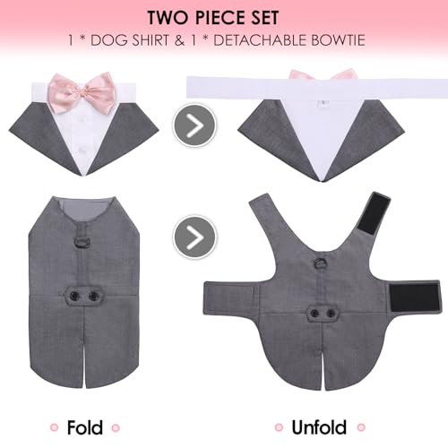 AOFITEE Hund Smoking Hund Anzug & Bandana Set, Hunde Hochzeit Party Suit Hundefliege Shirt Vest, Haustier Anzug Kostüm Hunde Kleidung mit Abnehmbarer Fliege für Halloween, Christmas,M