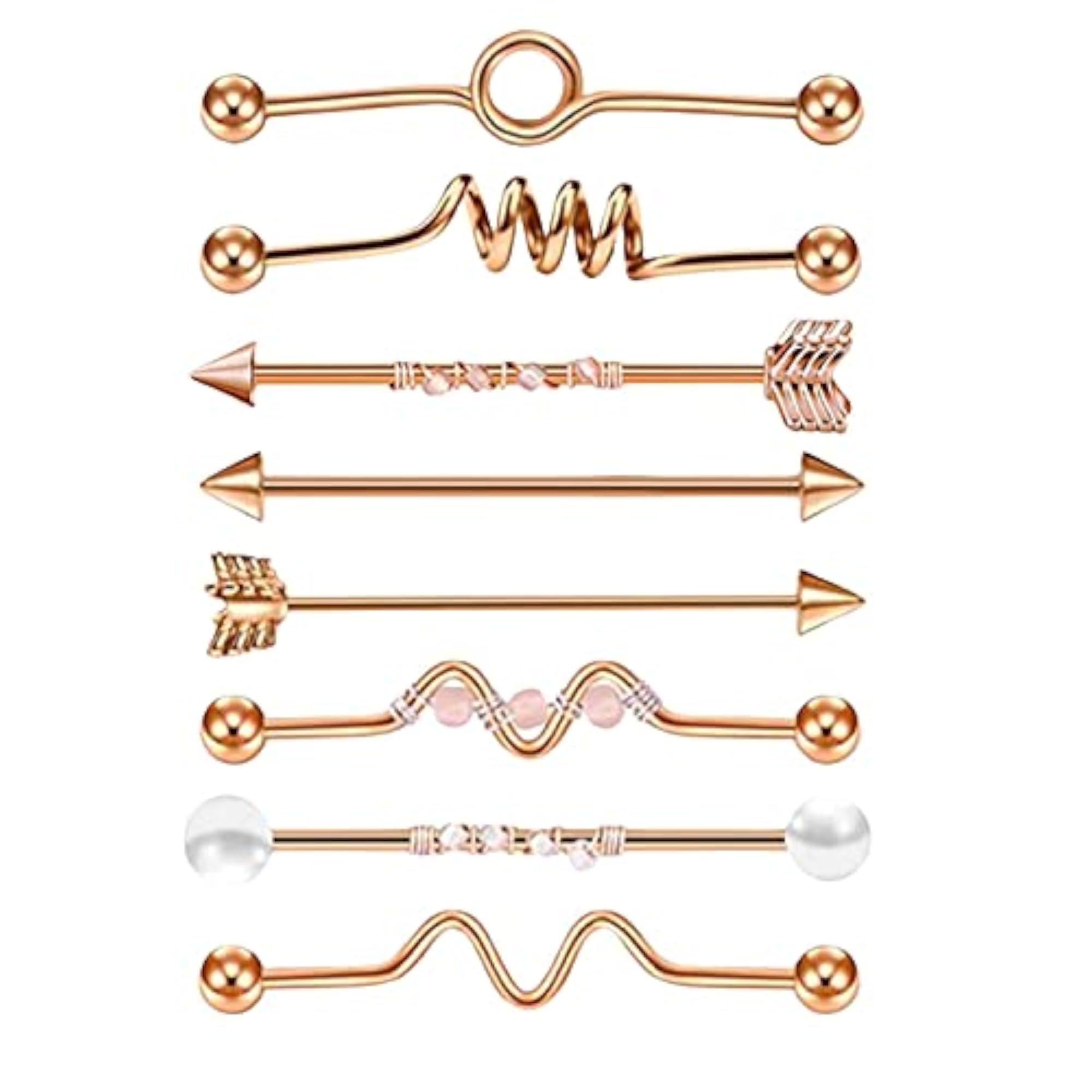 8Pcs Industrial Barbell Stud Earrings, Unisex Set