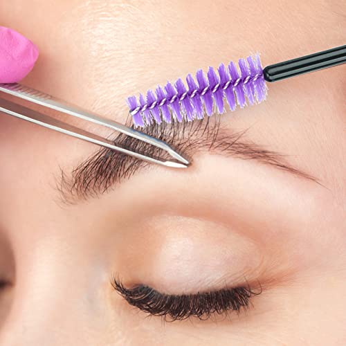 Image of G2PLUS 100PCS Disposable Eyelash Brushes, Adjustable Mascara Wands Makeup Applicator, Lash Spoolies Brushes for Eyelash Extensions and Eyebrows (Purple)