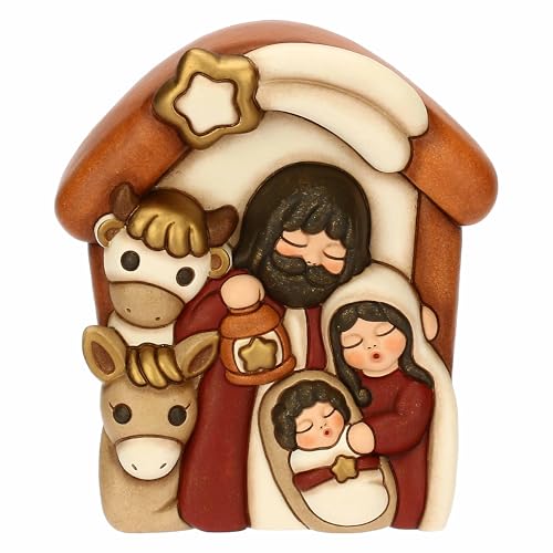 THUN - Formella Sacra Famiglia in ceramica - Presepe - 13.3X5.4X15 cm