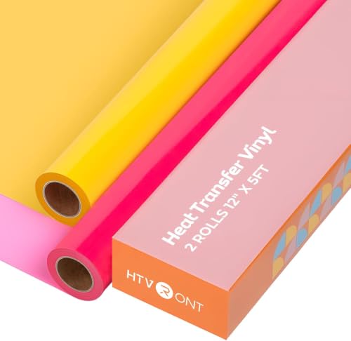 HTVRONT Yellow and Neon Pink 12" x 5ft HTV Vinyl Rolls