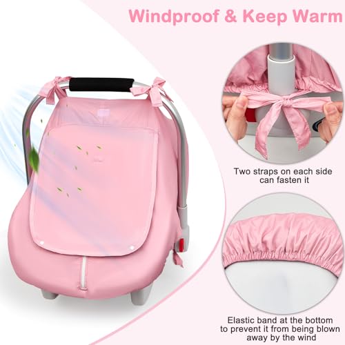 Image of Unicorn Castle Baby Car Seat Cover Infant Car Seat Covers for Babies Breathable Car Seat Canopy Mesh Window Carseat Cover for Four Seasons Newborn