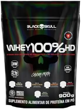 Refil Whey 100% Hd Chocolate 900G, Black Skull