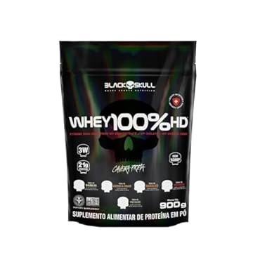 Refil Whey 100% Hd Chocolate 900G, Black Skull