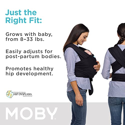 Moby Wrap Baby Carrier | Classic | Baby Wrap Carrier For Newborns & Infants | #1 Baby Wrap | Go To Baby Gift | Keeps Baby Safe & Secure | Adjustable For All Body Types | Perfect For Mom & Dad | Black #TOP2