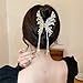 Rannyrena Gold Butterfly Hair Claw Clips Pearl Chain Tassel Rhinestone Butterfly Flower Hair Clips Tassel Nonslip Clamps Hair Accessories for Women