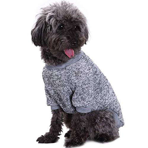 Image of Pet Dog Classic Knitwear Sweater Warm Winter Puppy Pet Coat Soft Sweater Clothing for Small Dogs (L, Grey)