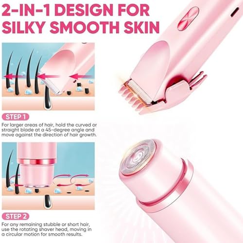 Afeitadora de bikini 2 en 1 recargable con doble cabezal rosa 4