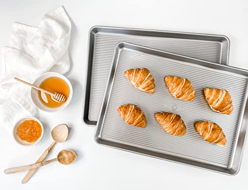 Usa Pan Nonstick Quarter Sheet Pan, Set Of 2 & Bakeware Muffin Pan, 12-Well, Aluminized Steel #TOP2