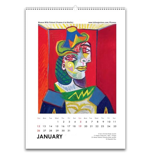 Image of Tallenge - 2026 Wall Calendar - Pablo Picasso - Pablo Picasso Artworks - 12 x 17 Inches for Home & Office (Paper, Wall Calendar)
