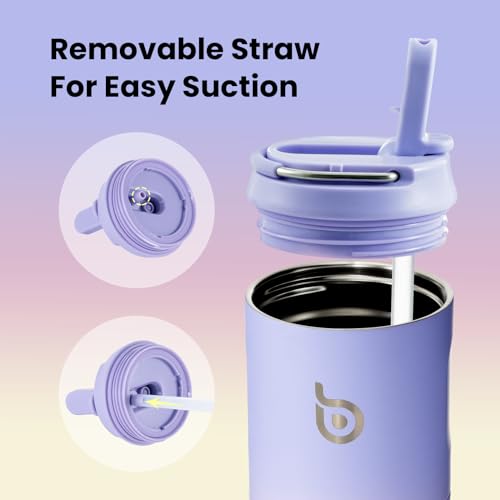 Bottle Bottle Stainless Steel Water Bottle 700ml with Straw and Lid Sports Insulated Metal Water Bottles with Handle(Purple Pink Yellow) - Image 4
