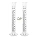 Plastic Graduated Cylinder Flask Set - 100ml Science Test Tube Beakers, 2-Sided Measuring Lines - Printed and Molded Graduations (Pack of 2)