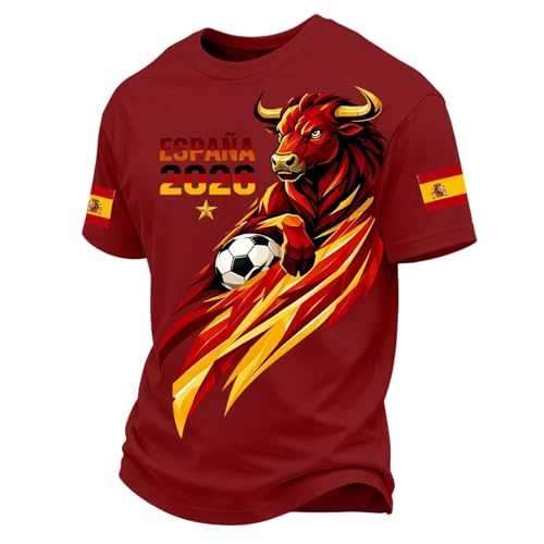 Camisetas Manga Corta Hombre España Mundial 2026, Camiseta Futbol Retro Hombre y Mujer, Diseño Fan España