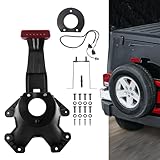 DKMGHT Spare Tire Holder Mounting Bracket Tire Carrier for Jeep Wrangler JK 07-18 with 3rd Third Brake Light Accessories 55397217AJ 68048581AA Aluminum Alloy Carrier Bracket(Red Lens)