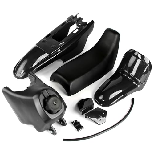 ELANER PW50 Plastics Fender Seat Gas Fuel Tank Body Kit for PEEWEE 50 Kid Bikes (Black)