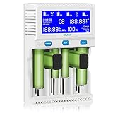 Akku AA Batterieladegerät, 18650 Ladegerät Batterien Akkuladegerät LCD Battery Charger Schnell Aufladegerät für Wiederaufladbare Akkus AA/AAA/SC/C/D/9V NI-Mh/NI-CD 14500 Batterie (Large, White)