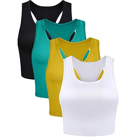 Geyoga 4-Piece Cotton Sleeveless Crop Tops Cover