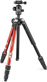 JOBY RangePod, Aluminium Traveller Camera/SmartphoneTripod with Ball Head, Universal Smartphone Clamp and Carrying Bag, for CSC,DSLR, Mirrorless, Mobile Phones, Red for Photo,Video, Vlogging, YouTube