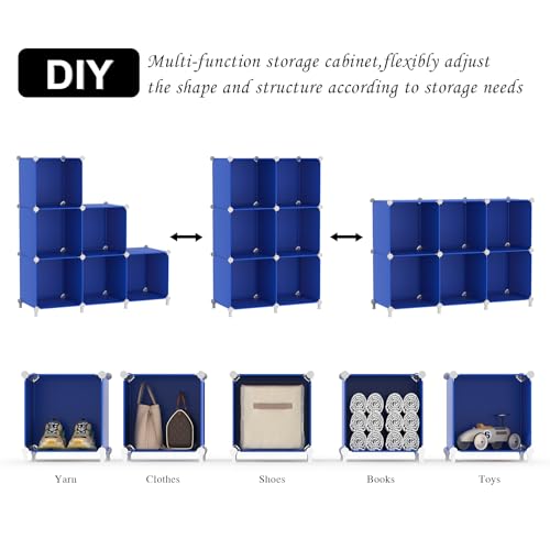 Image of AWTATOS Cube Storage Organizer, 6 Cube Closet Organizers and Storage Shelves, DIY Stackable Bookshelf for Bedroom, Home, Admiral Blue