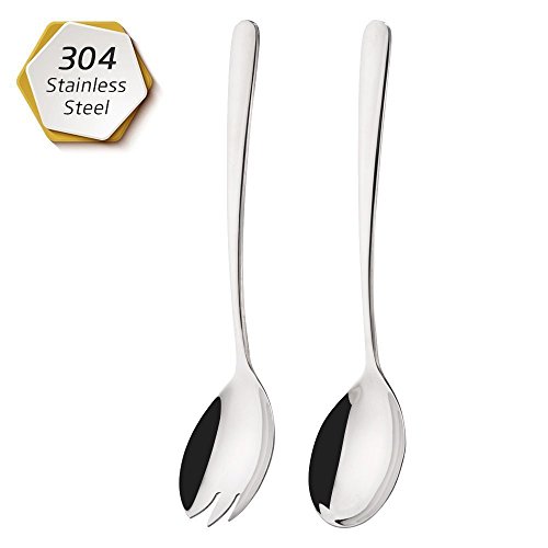 FOXAS 20CM Salad Servers, 2 Set, 2 Pieces, Stainless Steel, Heavy-Duty, Dishwasher Safe, Bon Appetit Series, 7.87 in