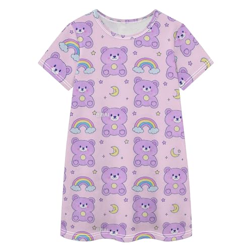 Vestido de verano para niñas con oso de dibujos animados, ideal para vacaciones de 2 a 8 años