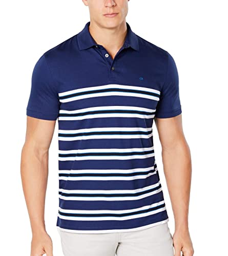 Image of Calvin Klein Men's Liquid Touch Polo Stripe with UV Protection