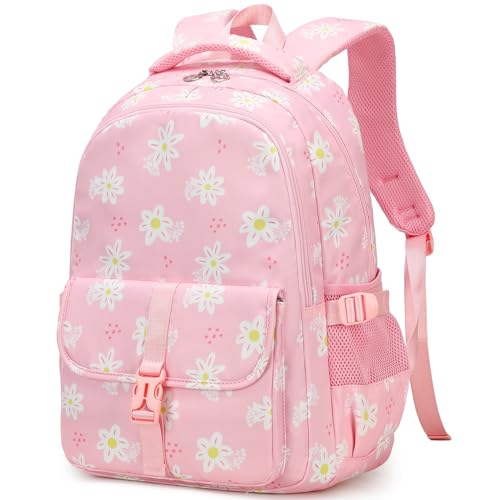 Image of Leaper Women Floral Laptop Backpack Water-resistant College Bags Travel Backpack Flower Daypack Fits 15.6 Inch Laptop Pink