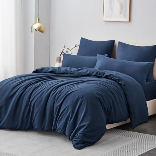 Aisbo Bettwäsche 200x220 3teilig Blau - Mikrofaser Bettwäsche-Sets Marine Blau mit Reißverschluss… – Ansicht 3