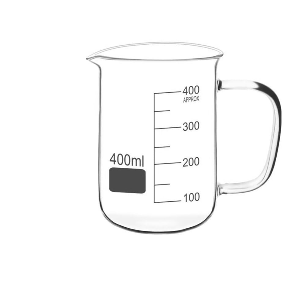 Szklana wysoka zlewka Wysoka zawartość laboratoryjnego szkła borokrzemowego Kuchenna miarka z uchwytem 50-1000 ml(400ml 1pcs)