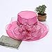 Produktbild Hochzeitshut Frauen-Dame Faltbare Organza Kirche Derby Hut Rüschen Breite Sommer Sonnenhut Sonnenschutz Sonnenhut Große Traufe Blume Organza Falten Strand Hut, 7 Farben (Color : Dark pink)