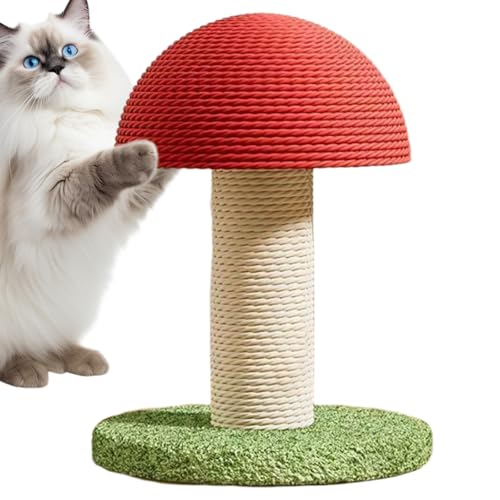 Cat Scratching Post ? Mushroom Shaped Sisal Tower for Kitten Play and Exercise, Durable Vertical Scratcher with Soft Top Cushion